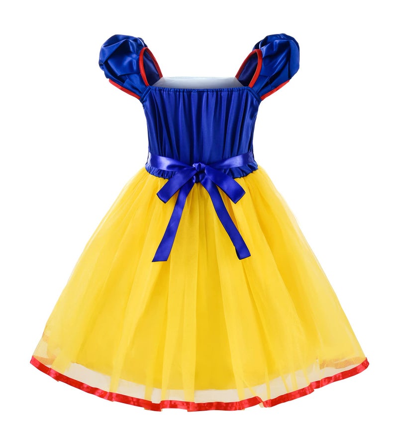 ReliBeauty Girls Elastic Waist Backless Princess Dress Costume with Accessories, Yellow,120 - Image 2